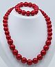 Aabacus Carved Pearls Beaded Necklace & Bracelet Set - Maroon