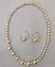Little Blossom Pearl Beaded Necklace Earrings Set - White-1