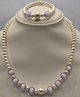 Little Blossom Cut Beads Necklace Bracelet Set - Purple