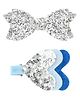 Aye Candy Set Of 2 Slider & Heart Alligator Hair Clips -Silver & Blue