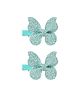 Aye Candy Set Of 2 Butterflies On  Alligator Clip - Blue