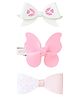 Aye Candy Pack Of 3 Bow Designed Shimmery Hair Clips - White Pink