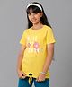 Under Fourteen Only Half Sleeves Wave Of Flower Embroidered & Printed Tee - Yellow