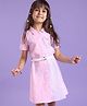 Babyhug Rayon Half Sleeves Striped Shirt Dress - Pink & Purple