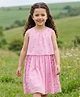 Hola Bonita Georgette Sleeveless Border Floral Print Layered Frock - Pink