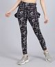 D'chica Seamless Unicorn & Text Printed Sports Tights With Side Pockets - Black