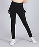 D'chica Solid Sports Tights With Side Pockets - Black