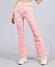 D'chica Seamless Sunflower & Swirl Printed Bell Bottom Yoga Pant - Peach