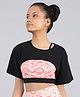 D'chica Half Sleeves Trendy Bust Cut Solid Active Wear Tee - Black