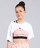 D'chica Half Sleeves Trendy Bust Cut Solid Active Wear Tee - White