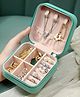 YouBella Jewellery Organiser PU Leather Zipper Portable Storage Box Case with Dividers Container for Rings Earring Necklace - Blue