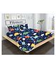 Filymore Dinasour Printed Double Bedsheet With 2 Pillow Cover - Blue