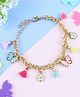 Asthetika Butterfly & Tassel Floral Charm Chain Bracelet - Pink & Blue