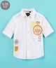 Ruff Poplin Full Sleeves Text Printed Slim Fit Shirt  - White