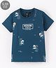 Ruff Lycra Knit Half Sleeves Slim Fit T-Shirt Weekend Print- Navy Blue