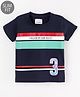 Ruff Lycra Knit Half Sleeves Slim Fit T-Shirt Striped- Navy Blue
