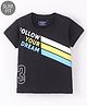Ruff Lycra Knit Half Sleeves Slim Fit T-Shirt Text Print- Black