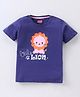 Babyhug Cotton Knit Half Sleeves T-Shirt Lion Print - Navy Blue