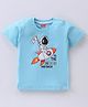 Babyhug Cotton Half Sleeves T-Shirt with Space Print - Sky Blue