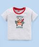 Babyhug Cotton Jersey Knit Half Sleeves T-Shirt Jungle Safari Print - White Melange
