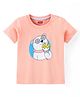 Babyhug Cotton Half Sleeves T-Shirt Polar Bear Print- Peach