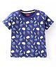Babyhug Half Sleeves Cotton Jersey Floral Printed T-shirt - Blue