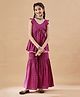 Cherry & Jerry Cap Sleeves Seamless Flower Motif Printed & Lace Embellished Kurta With Coordinating Sharara - Magenta