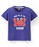 Babyhug Cotton Half Sleeves T-Shirt with Crab Print - Navy Blue