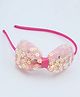 Pihoo Flower Filled Tulle Net Bow Detail Hair Band - Pink
