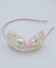 Pihoo Flower Filled Tulle Net Bow Detail Hair Band - Light Pink