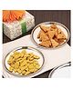 HAZEL Stainless Steel Snack Plates with Mirror Finish Quarter Plate Set of 2 - Silver