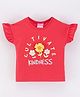 Little Kangaroos Half Sleeves Top Text Print- Red