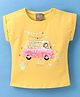 Little Kangaroos Short Sleeves Top Bus Print with Applique - Yellow
