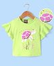 Little Kangaroos 100% Cotton Half Sleeves  Top with Sequins - Lime Green