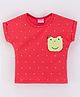 Little Kangaroos Half Sleeves Top With Embroidery & Dot Print- Red