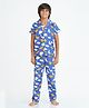 Mackly Half Sleeves All Over Wild Dinosaurs Printed Coordinating Night Suit - Blue