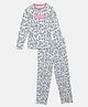 Mackly Full Sleeves Seamless Floral Swirl Dream Team Printed Tee With Coordinating Pant - White & Blue