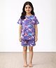Anthrilo 100% Organic Cotton Half Sleeves Unicorn Printed Tee & Shorts - Purple