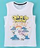 Doreme Single Jersey Sleeveless Top Text Print - White