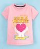 Doreme Single Jersey Half Sleeves Top Heart & Text Print- Peach