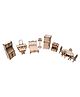 GYANOTOY Wooden DIY Miniature Furniture 12 Pieces - Beige