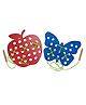 GYANOTOY Wooden Lacing Toy  Pack Of 2 Apple & Butterfly - Red & Blue