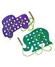 GYANOTOY Wooden Elephant & Car Shape Lacing Toy Pack Of 2 - Blue & Green