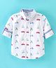 ToffyHouse Cotton Full Sleeves Shirt Vehicle Print - White