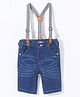 ToffyHouse 100% Cotton Denim Shorts with Suspender Solid Color - Dark Blue