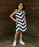 Fairies Forever Sleeveless Frilled Chevron Printed Dress - Dark Green