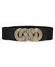 Syga PU Leather Stretchy Waist Belt with Woven Metal Buckle - Black