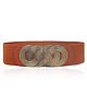 Syga PU Leather Stretchy Waist Belt with Woven Metal Buckle - Brown