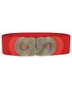 Syga PU Leather Stretchy Waist Belt with Woven Metal Buckle - Red