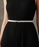 Syga Pearl Waist Chain Belt Dual Leaves Cinch Closure - White